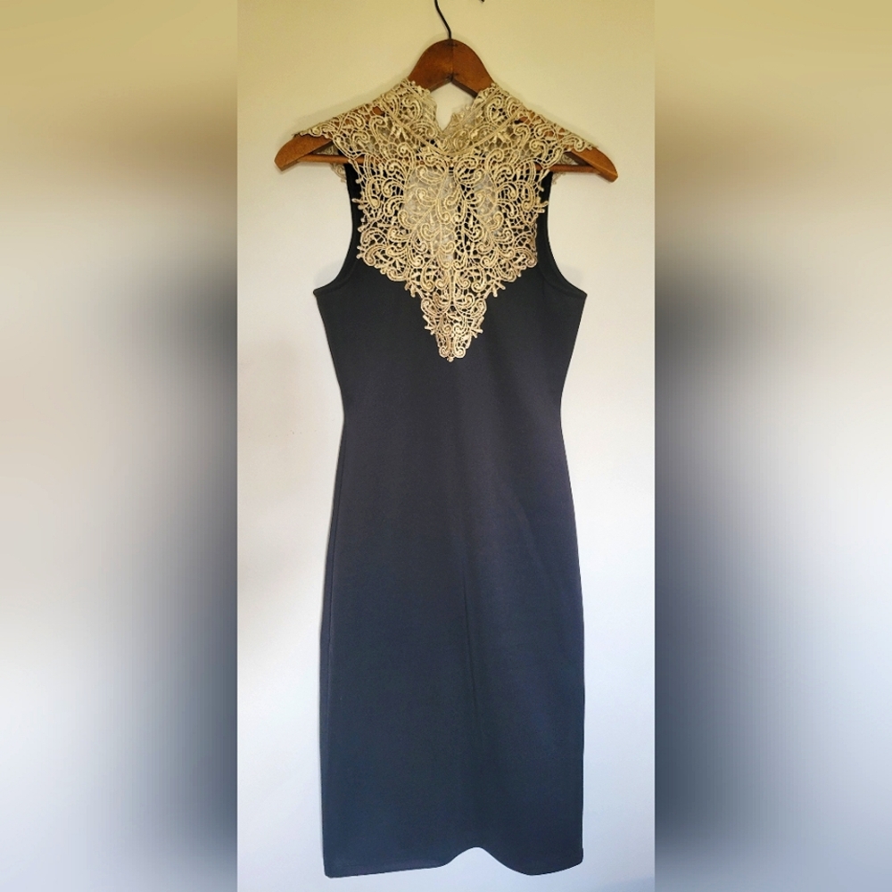 Black tie-back midi dress